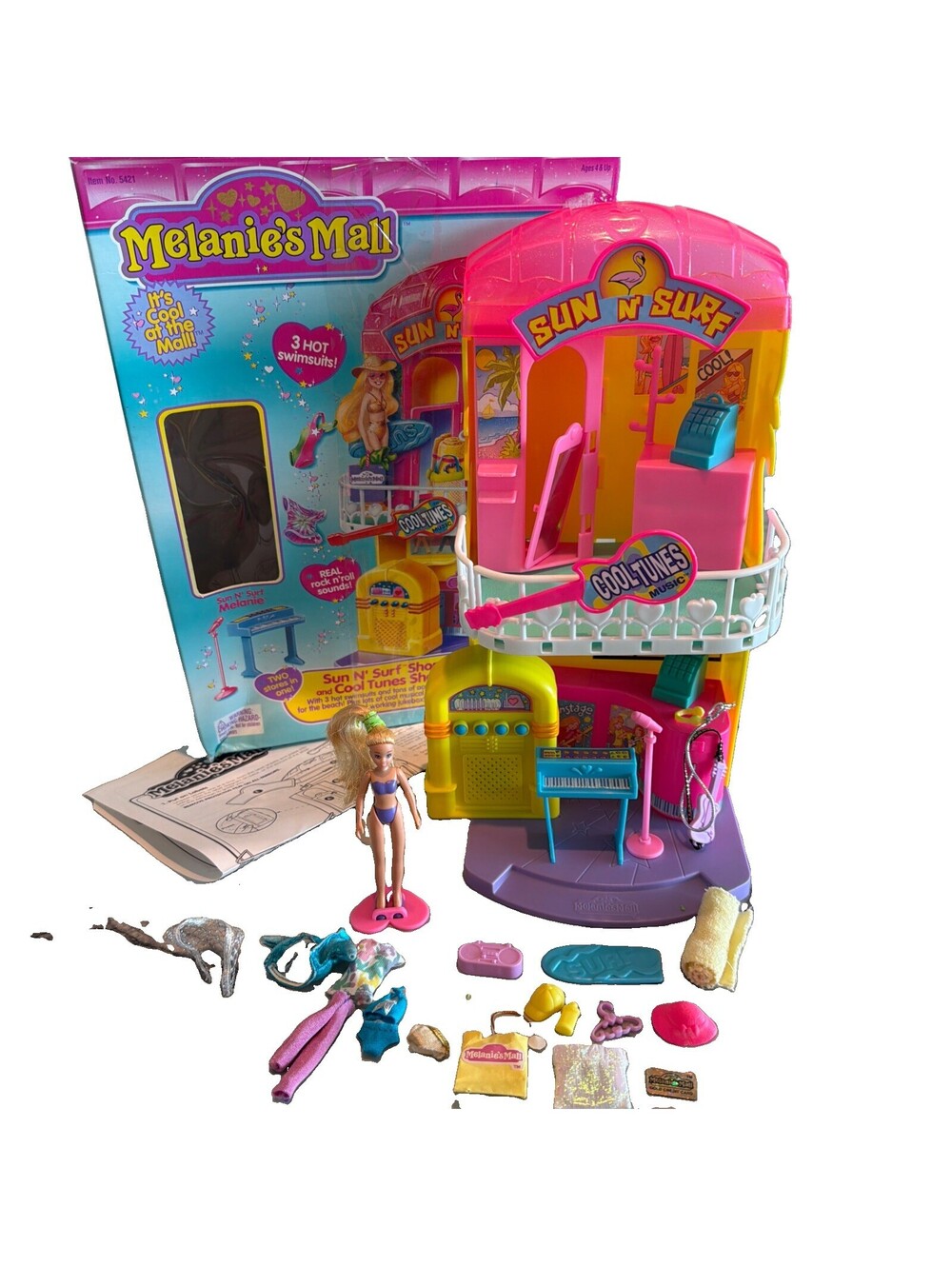Melanie's Mall Sun N' Surf And Cool Tuned Shop Musical Jukebox Doll Playset Box